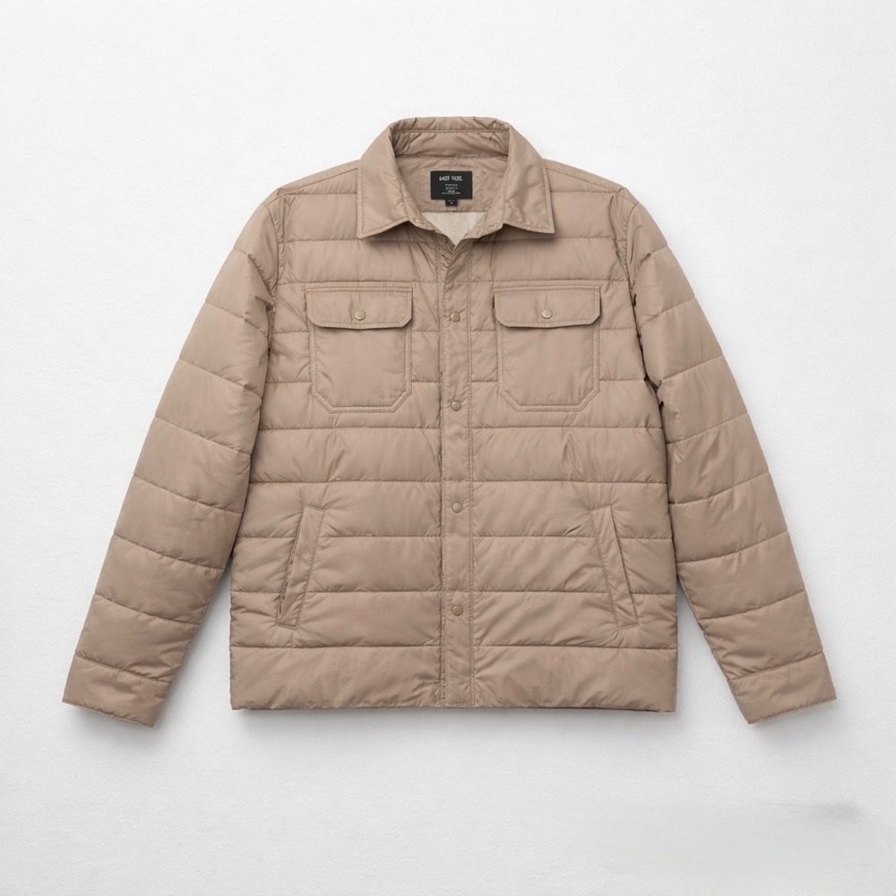 NEW! MENS NAVY YARD BEIGE QUILTED LIGHTWEIGHT JACKET. COLOR KHAKI SIZE MEDIUM